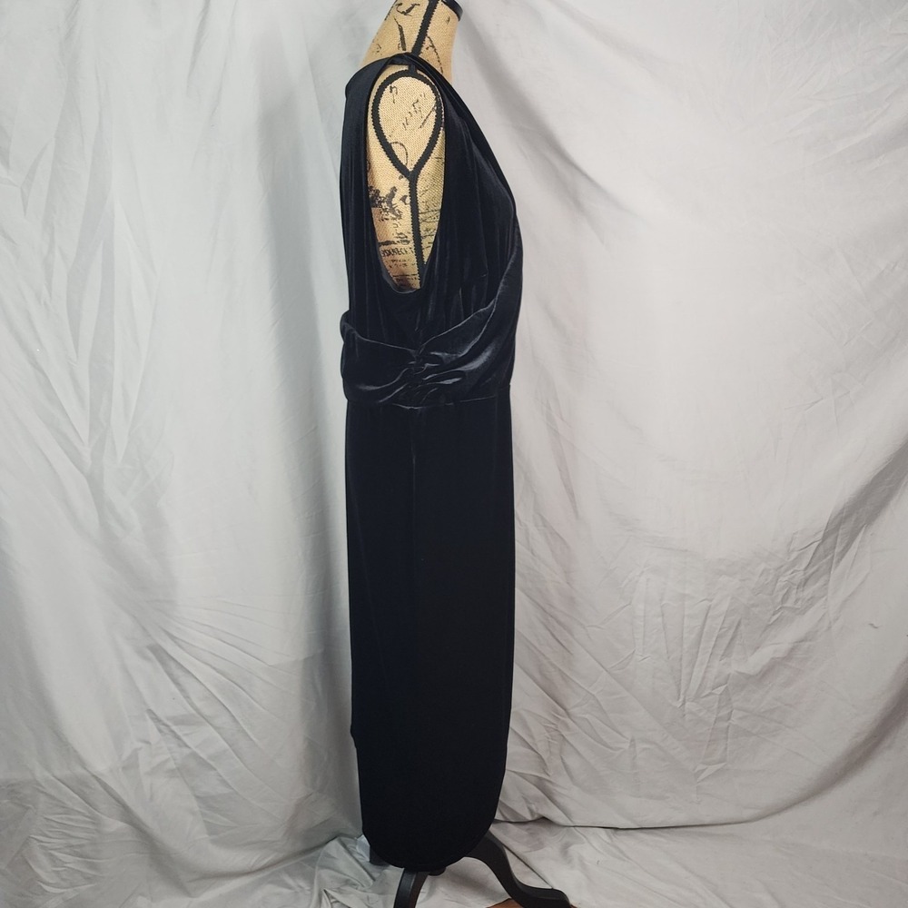 ELOQUII Size 22 Elegant Draped Black Velvet Exposed Zipper Cocktail Dress EUC - Picture 4 of 11